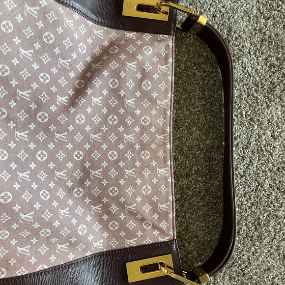 Authentic RARE Vintage Louis Vuitton purse leather trim gold pink/white bucket - Picture 4 of 15